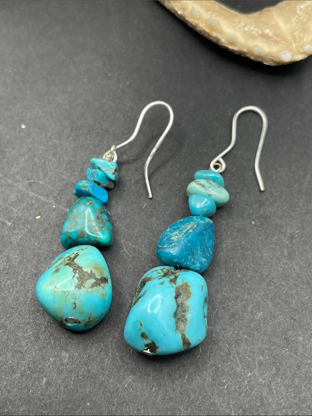 Thailand 925 turquoise dangle earrings - Picture 3 of 5